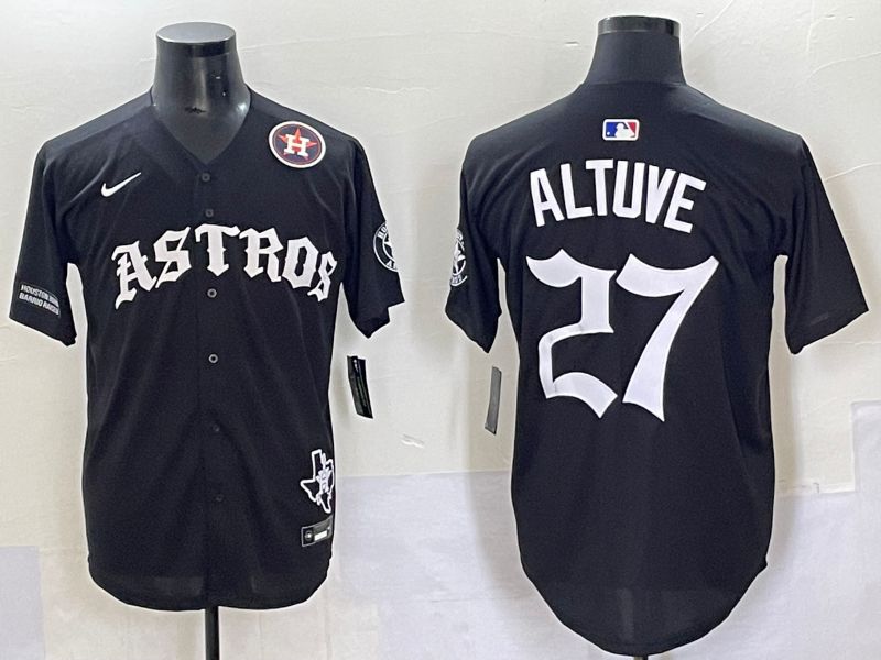 Men 2025 Houston Astros #27 Altuve Black Seven generations Joint Name Nike MLB Jersey style 14